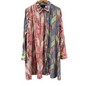 Gracia Mixed Chain Link Print LS Shirt dress XL